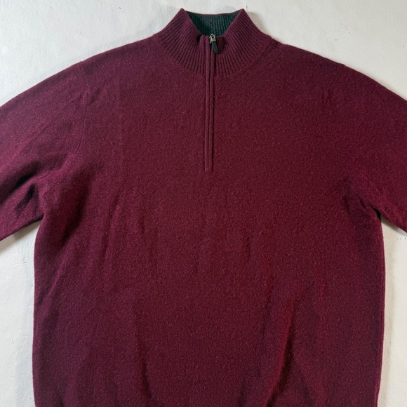 John Nordstrom Sweater Men's Large Maroon 100% Cashmere 1/4 Zip Pullover Sweater